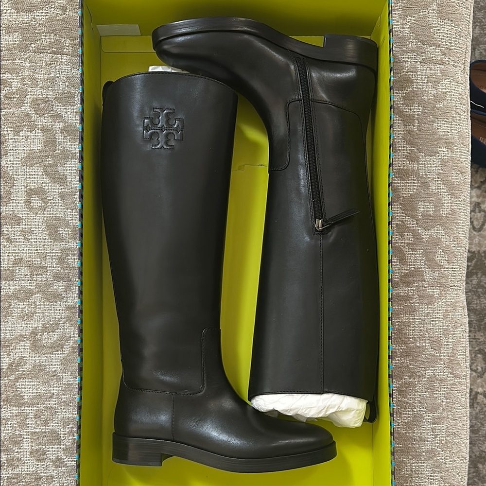 Tory Burch Black Leather Riding Boots